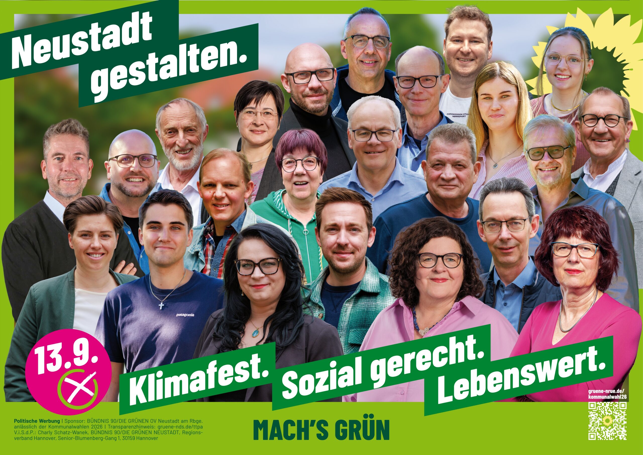 Wahlplakat Die Grünen, OV Neustadt am Rübenberge - Kommunalwahl 2026